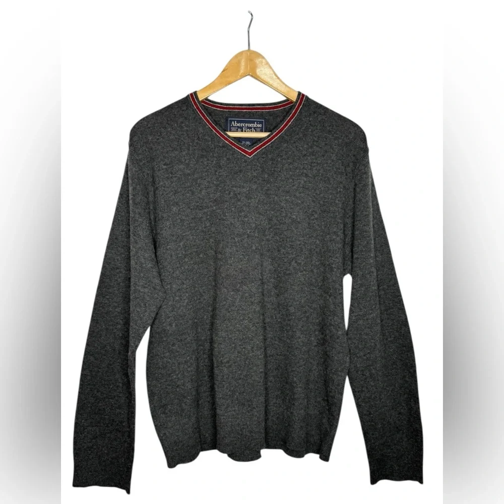 Vintage Abercrombie & Fitch Wool Blend Ringer Sweater Academia Preppy XL Y2K